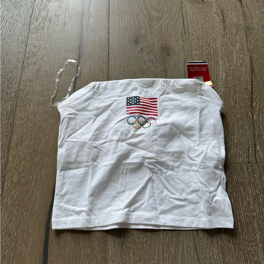 Team USA Olympics strapless white top